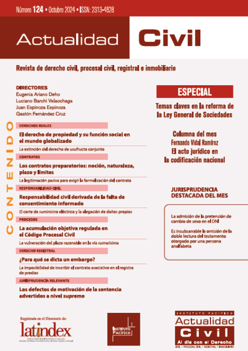 El acto jurídico en la codificación civil peruana