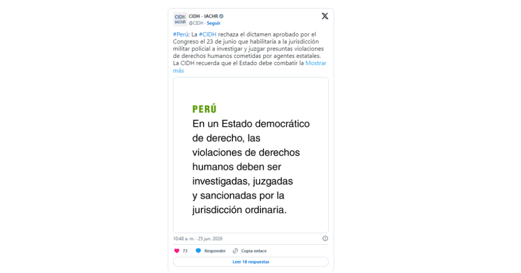 La Comisión Interamericana de Derechos Humanos expresa su rechazo al dictamen que dispone el procesamiento de policías y militares en el fuero castrense